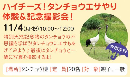 ハイチーズ！タンチョウエサやり体験＆記念撮影会！