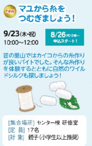 マユから糸をつむぎましょう！【受付終了】